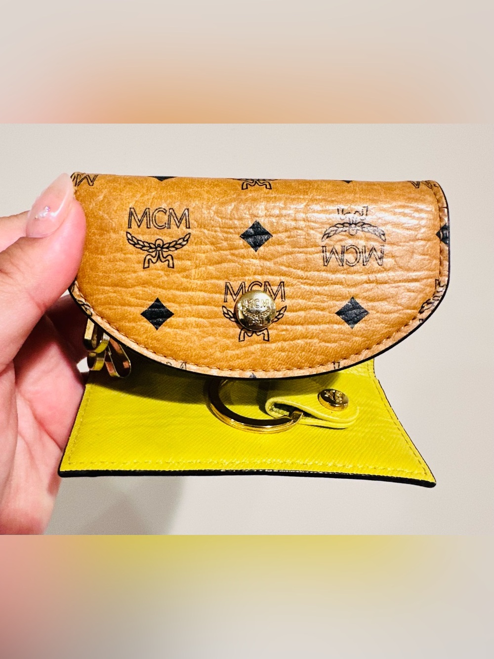 MCM Cognac Monogram Leather Key-holder